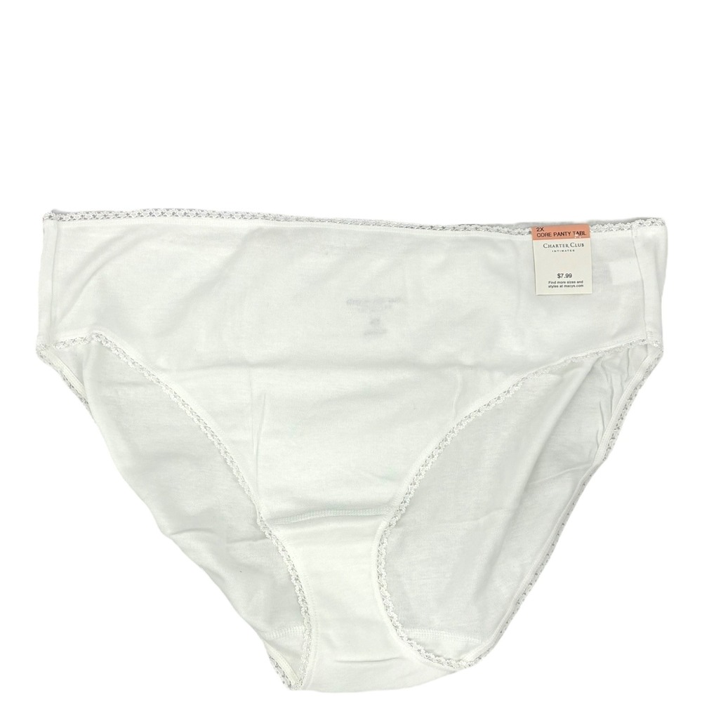 Charter Club Intimates Womens 2X White Lace Trim Brief‎ Panty